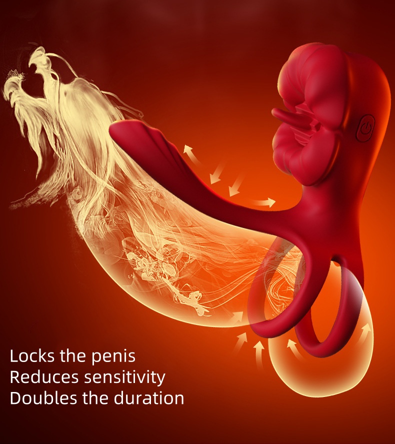 Mouth Type Penis Ring with Extra Vibration Stick